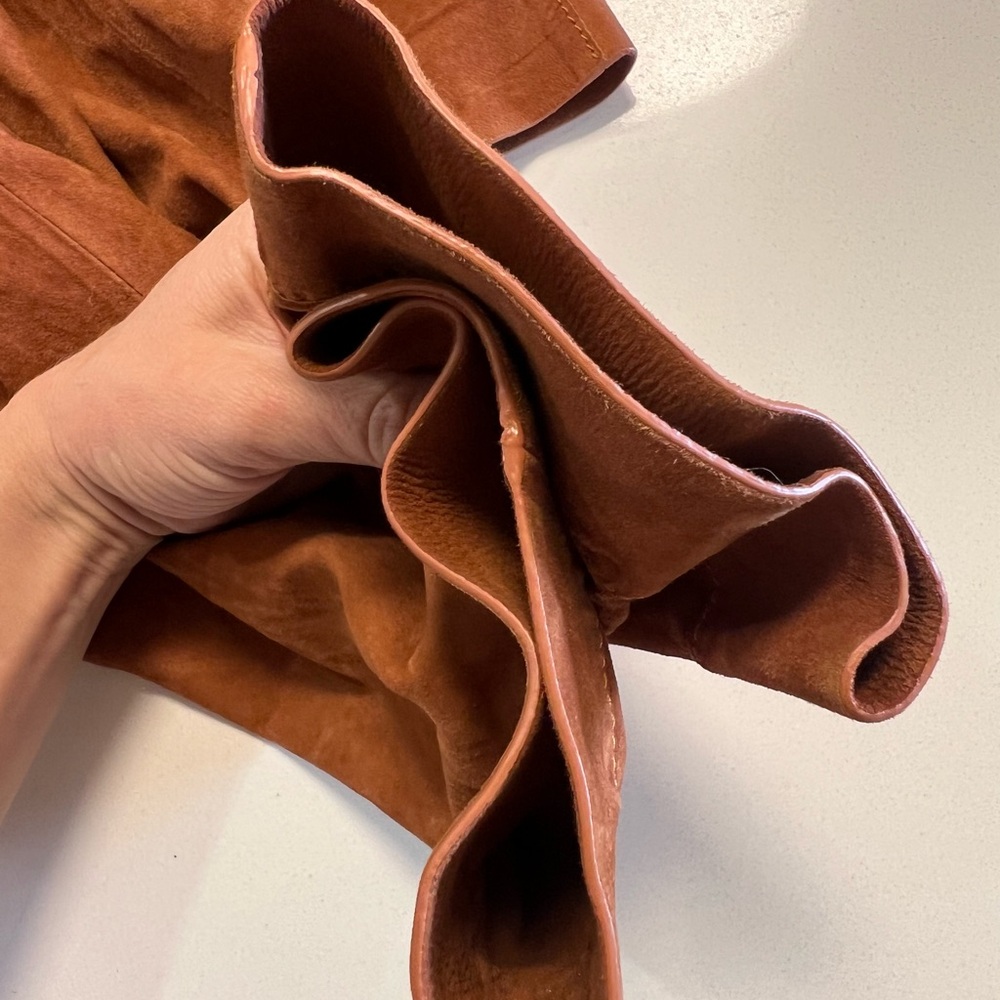 Suede Drawstring Waist Jacket - Brown - image 8